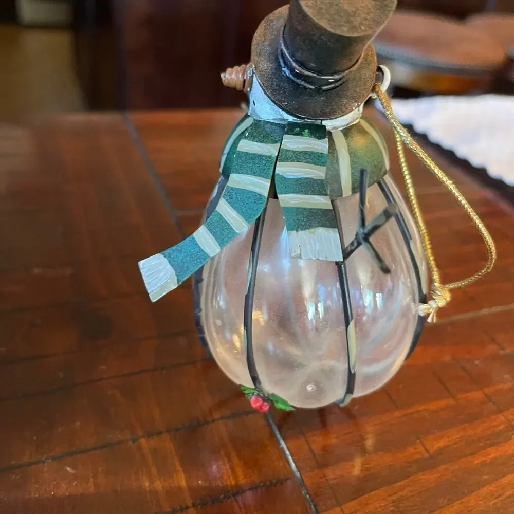Christmas ornament snowman glass